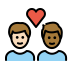 couple with heart, man, man, light skin tone, medium-dark skin tone